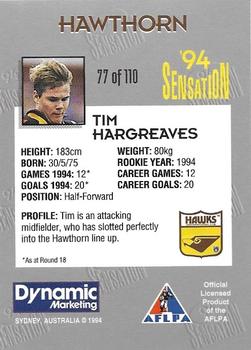 1994 AFL Sensation #77 Tim Hargreaves Back